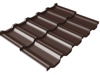 Металлочерепица модульная квинта Uno Grand Line c 3D резом 0,5 GreenСoat Pural Matt RR 887 шоколадно-коричневый (RAL 8017 шоколад)